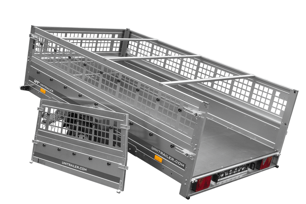 Remorque légère 264x150 UNITRAILER GARDEN 265 KIPP avec ridelles grillagées, châssis H-0 et bâche bleue