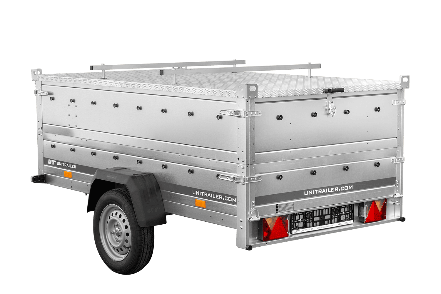 Remorque un essieu 230x125 UNITRAILER GARDEN 230 KIPP avec côtés BIS et couverture en aluminium